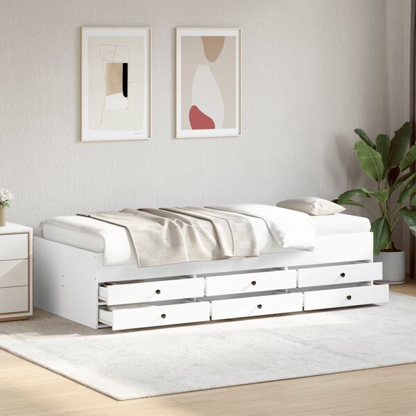 vidaXL Divano Letto con Cassetti senza Materasso Bianco 90x200 cm