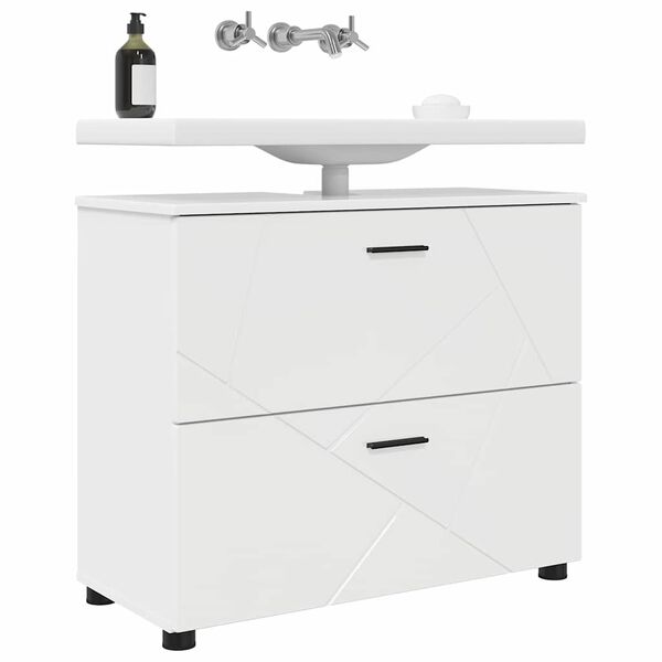 vidaXL Mobile da Bagno con cassetto Bianco Lucido 76,5 x 35 x 64 cm