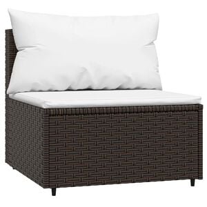 vidaXL Divano Centrale da Giardino con Cuscini in Polyrattan Marrone