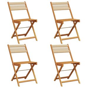 vidaXL Sedie da Giardino Pieghevoli 4pz Beige Legno Massello di Acacia
