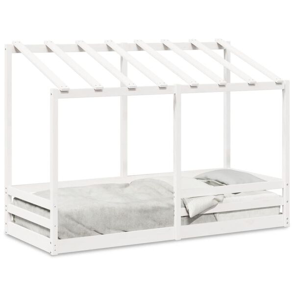 vidaXL Letto per Bambini con Tetto Bianco 75x190cm Legno Massello Pino