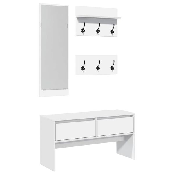 vidaXL Set Mobili da Ingresso 4 pz Bianco in Legno Multistrato