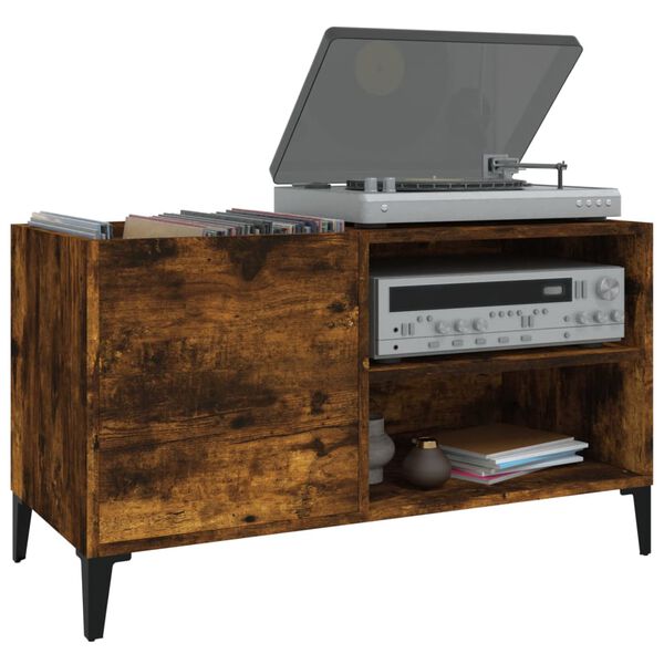 vidaXL Mobile Porta Dischi Rovere Fumo 84,5x38x48 cm Legno Multistrato