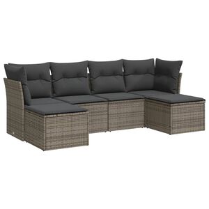 vidaXL Set Divano da Giardino 6 pz con Cuscini Grigio in Polyrattan