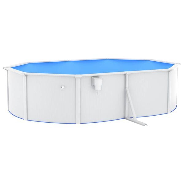 vidaXL Piscina con Pareti in Acciaio Ovale 490x360x120 cm Bianca