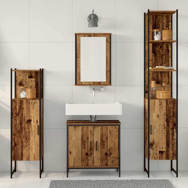 vidaXL Set di mobili per il bagno 4 pcs Marrone Legno multistrato