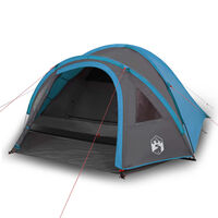 vidaXL Tenda da Campeggio 4 Persone Blu 300x250x132 cm Taffetà 185T