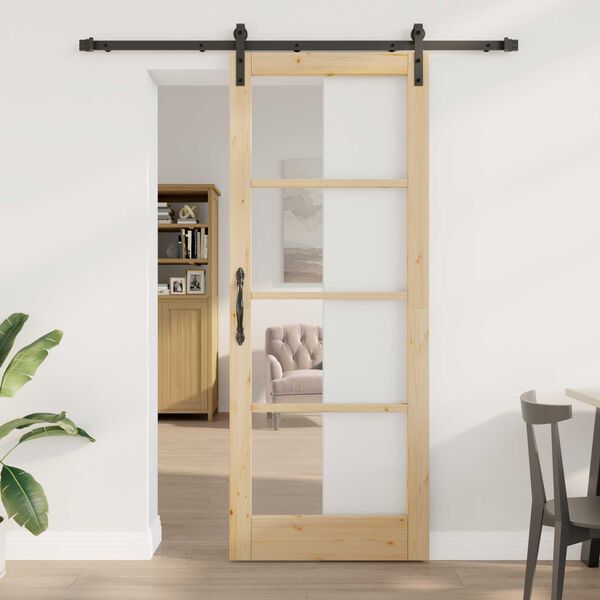 vidaXL Porta scorrevole ORKDAL Naturale e Nero 83 x 211 cm