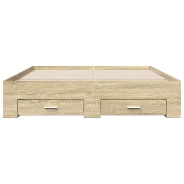 vidaXL Giroletto Cassetti Rovere Sonoma 160x200 cm Legno Multistrato
