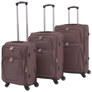 vidaXL 3 pz Set di Valigie Trolley Morbide Color Caff&egrave;