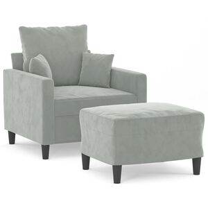vidaXL Poltrona con Poggiapiedi Grigio Chiaro 60 cm in Velluto
