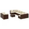 vidaXL Set Divani da Giardino 10pz con Cuscini in Polyrattan Marrone