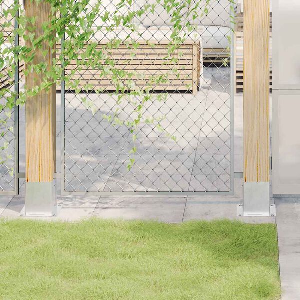 vidaXL Basi per Pali Quadrate 4 pz Argento 121x121 mm Acciaio Zincato