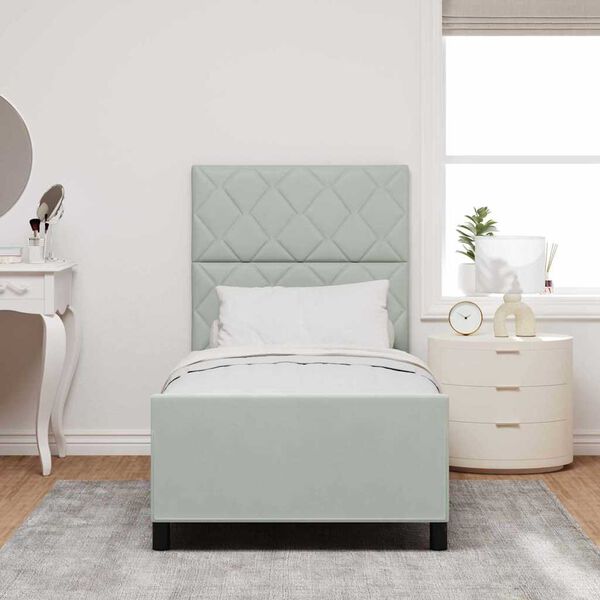 vidaXL Letto a molle con testiera Grigio chiaro 90 x 190 cm Velluto