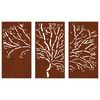 vidaXL Decorazioni Muro Giardino 3pz 105x55 cm Albero Acciaio Corten