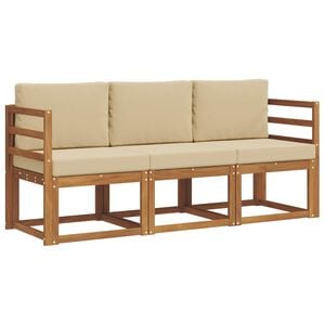 vidaXL Set di divani da esterno con cuscino 3 pcs Naturale e Beige
