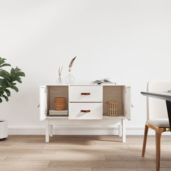 vidaXL Credenza Bianca 110x40x78 cm in Legno Massello di Pino