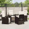 vidaXL Set da Pranzo per Giardino con cuscino 5 pcs Marrone polyrattan