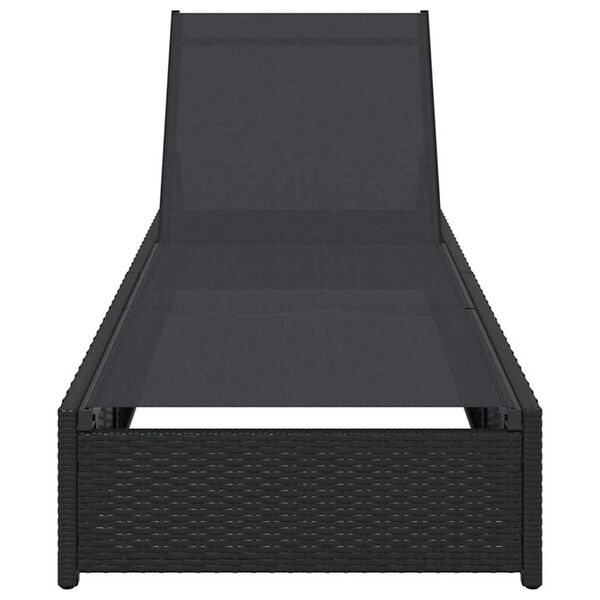 vidaXL Lettino da sole con cuscino Nero 60 x 200 x 27cm polyrattan