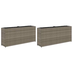vidaXL Fioriere da Giardino con 2 Vasi Grigie 90x20x40cm in Polyrattan