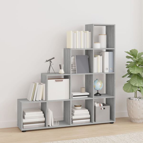 vidaXL Libreria a Scala Grigio Sonoma 142 cm in Legno Multistrato