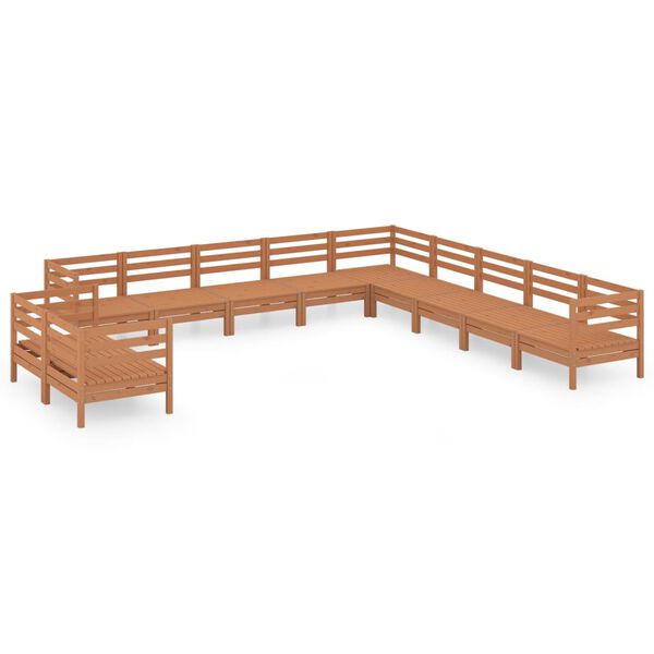 vidaXL Set Salotto da Giardino 11 pz in Legno Massello di Pino Ambra