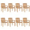 vidaXL Sedie da Giardino Impilabili 8 pz con Cuscini Massello di Teak