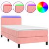 vidaXL Letto a Molle con Materasso e LED Rosa 80x200 cm in Velluto