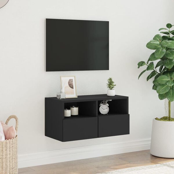 vidaXL Mobile TV a Parete Nero 60x30x30 cm in Legno Multistrato