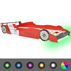 vidaXL Letto con Luci LED per Bambino Auto da Corsa 90x200 cm Rosso