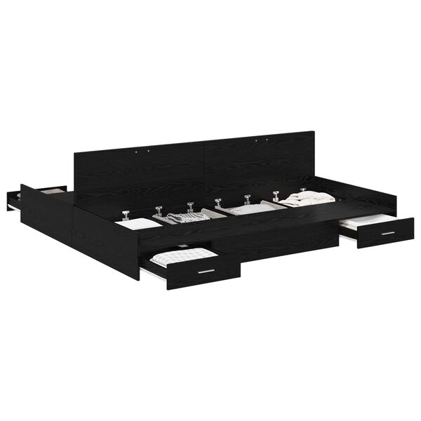 vidaXL Struttura letto con contenitore Rovere Nero 200 x 200 cm