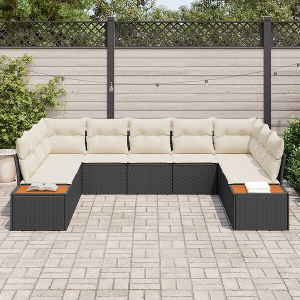 vidaXL Set Divano da Giardino 5 pcs Nero e Crema Polyrattan