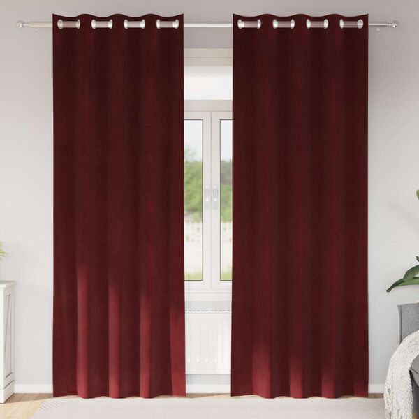 vidaXL Tende oscuranti 2 pcs Rosso Vino 140 x 225 cm Velluto