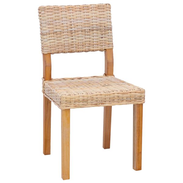vidaXL Sedia da pranzo 2 pcs Naturale 46 x 55 x 84 cm Rattan Kubu