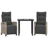vidaXL Set Pranzo da Giardino 3pz con Cuscini Grigio Chiaro Polyrattan