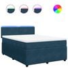 vidaXL Giroletto a Molle con Materasso Blu 140x190 cm in Velluto
