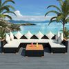 vidaXL Set Divani da Giardino 7 pz con Cuscini in Polyrattan Nero