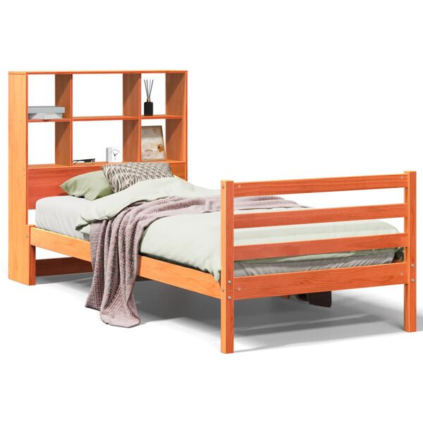 vidaXL Letto Libreria senza Materasso Marrone Cera 75x190 cm Legno