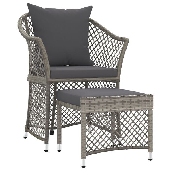 vidaXL Set di Divani da Giardino 2 pz con Cuscini in Polyrattan Grigio