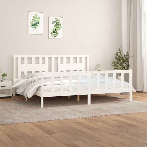 vidaXL Giroletto con Testiera Bianco Legno Massello di Pino 200x200 cm
