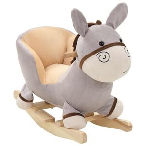 vidaXL Asino a Dondolo con Schienale in Peluche 60x32x55 cm Grigio
