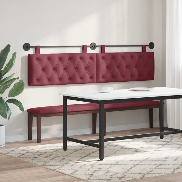 vidaXL Testata appesa Rosso Vino 210 x 55 x 7 cm Tessuto