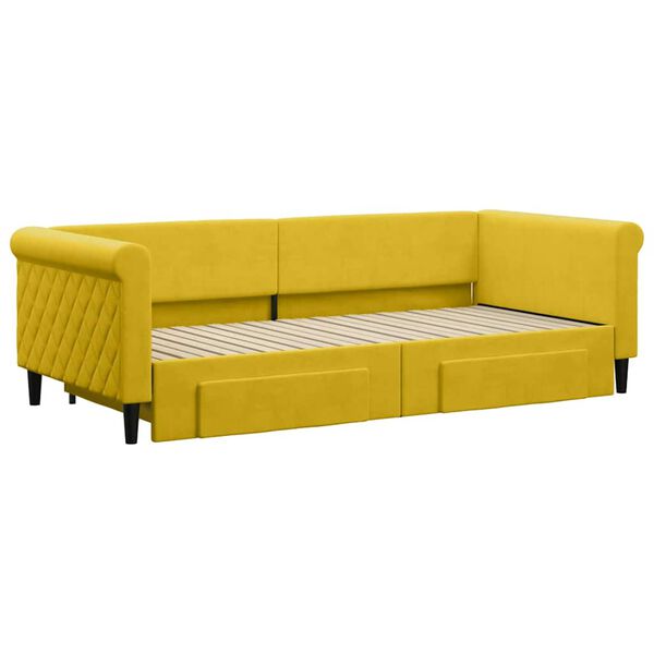 vidaXL Divano Letto Estraibile con Cassetti Giallo 90x200cm in Velluto