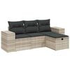 vidaXL Set Divano da Giardino 4pz con Cuscini Grigio Chiaro Polyrattan
