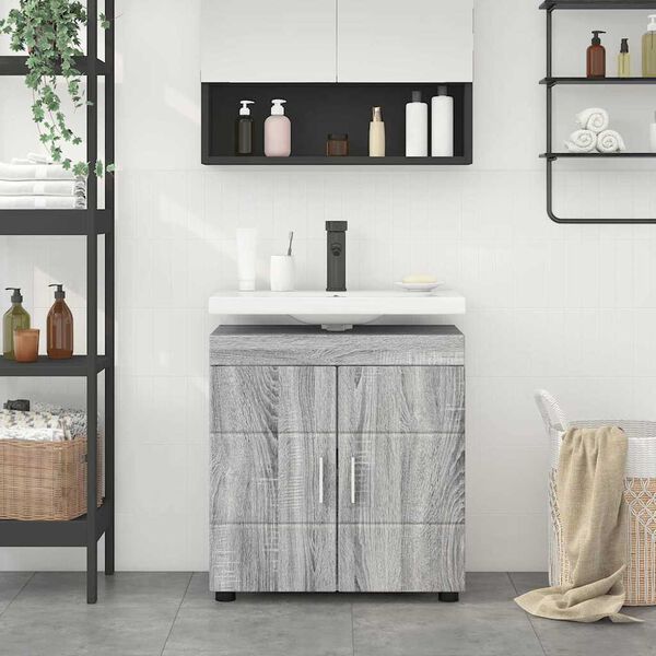 vidaXL Set di Armadi da Bagno TULUM Grigio Sonoma 60 x 34 x 63 cm