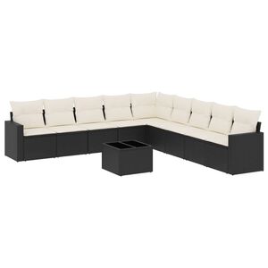 vidaXL Set Divani da Giardino 10pz con Cuscini in Polyrattan Nero