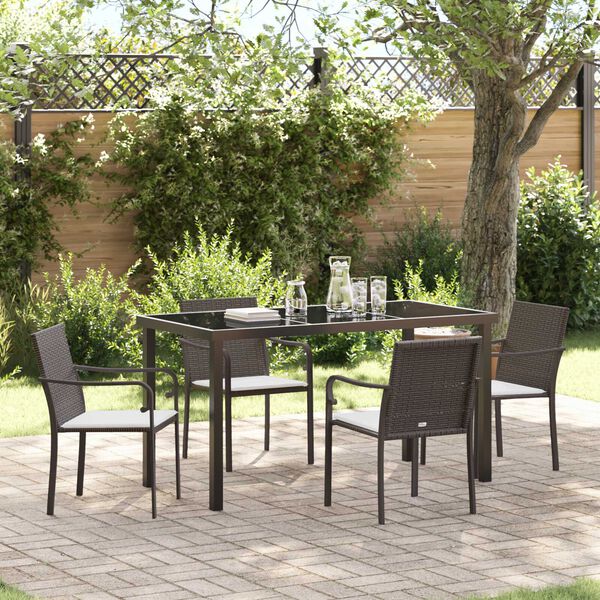vidaXL Set da Pranzo per Giardino 5 pcs Marrone e Nero Rattan in PE