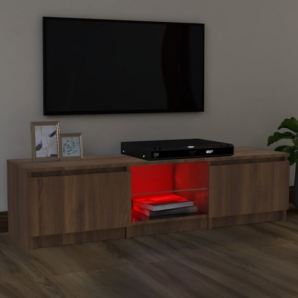 vidaXL Mobile Porta TV con Luci LED rovere marrone 140x40x35,5 cm