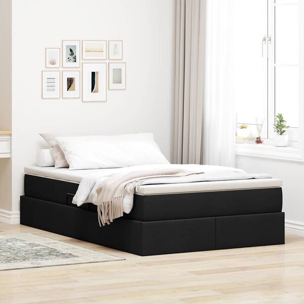 vidaXL Letto con contenitore e materasso Nero 120 x 200 cm Poliestere