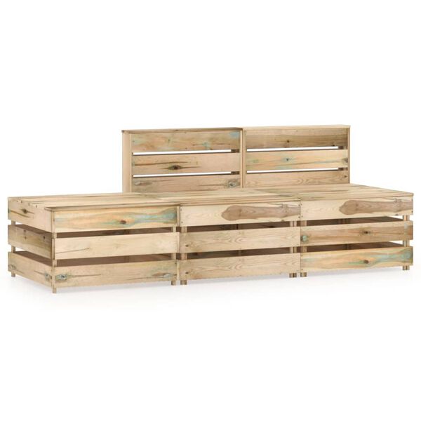vidaXL Set Salotto da Giardino 3 pz in Legno di Pino Impregnato Verde